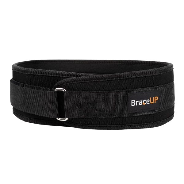 BraceUP 4-Inch Weightlifting Belt for Men and Women – Back Support for Lifting and Training (M Black)