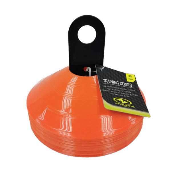 Athletic Works Orange Low-Profile Sports Training Cones for Agility, 25 Piece, Plastic